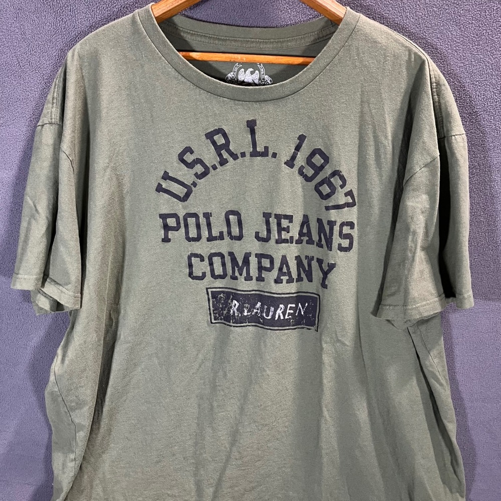 Polo Jeans Co Ralph Lauren Mens XL Olive Green USRL 1967 Graphic T-Shirt